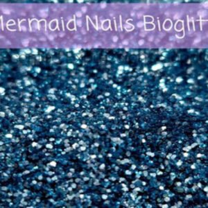 Shimmering blue colored Mermaid Nails BioGlitter