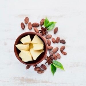 Deodorized Cocoa Butter in wooden bowl